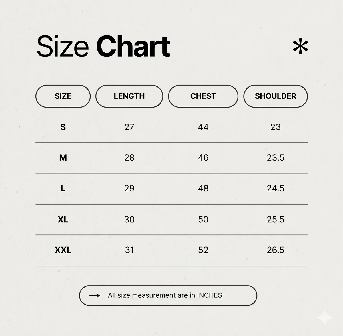 Size Guide Chart
